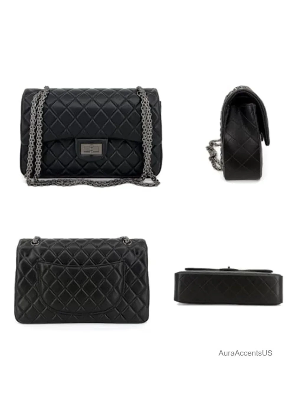 Quilted Lambskin Leather Crossbody Bag with Adjustable Chain Strap Flap Purse